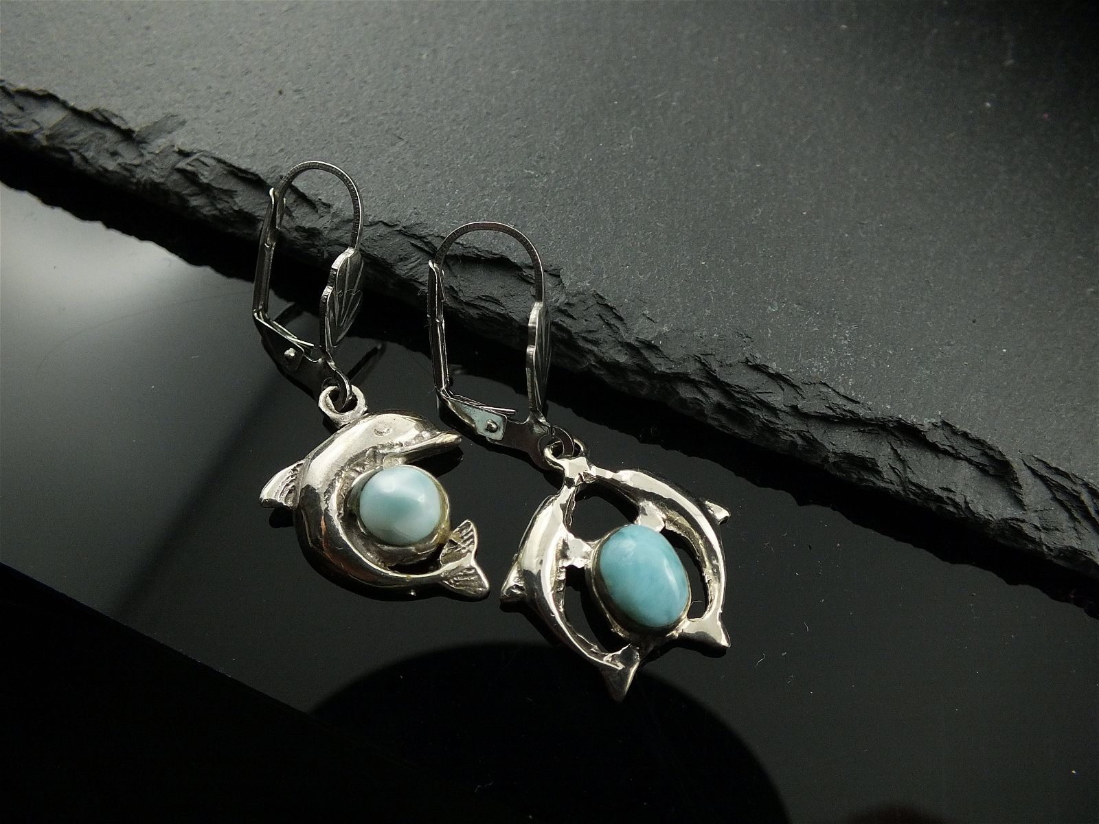 Boucles d'oreilles avec larimars - Aurore Lune 