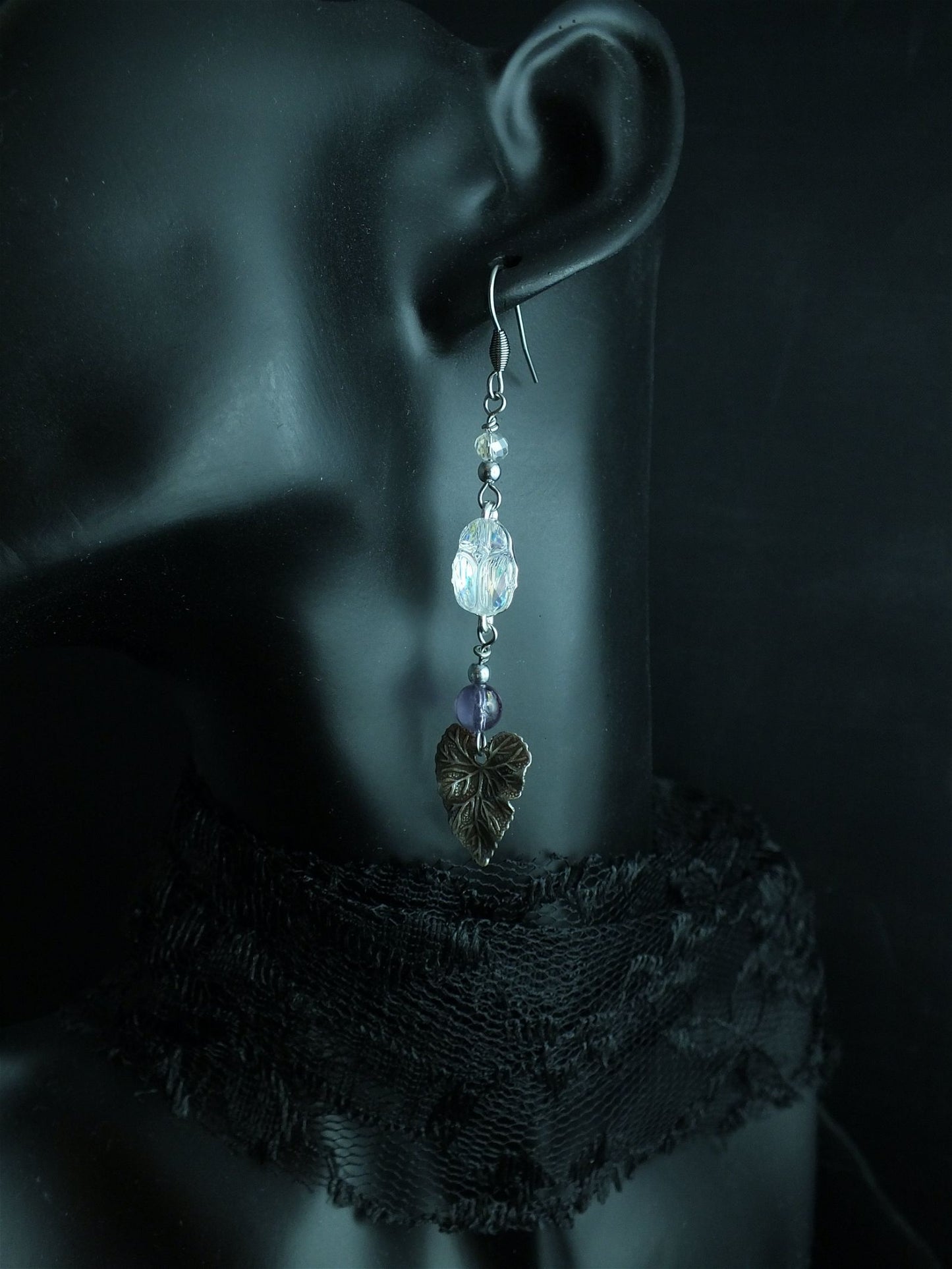 Boucles d'oreilles avec scarabées swarovski crystal AB - Aurore Lune 