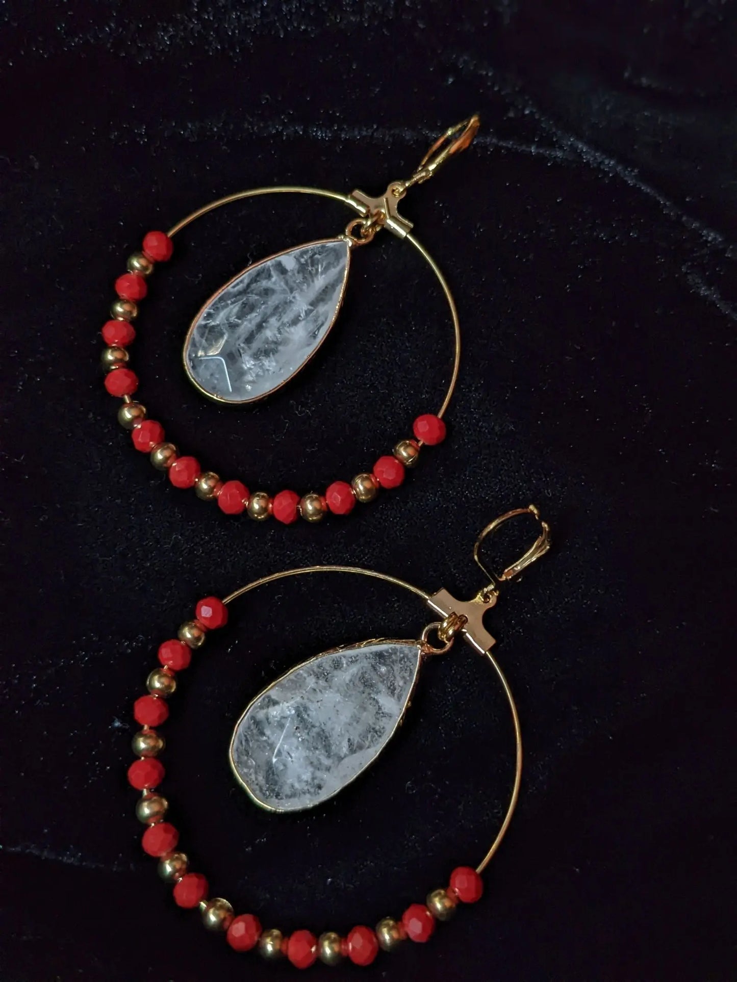 Boucles d'oreilles cristal de roche - Aurore Lune 