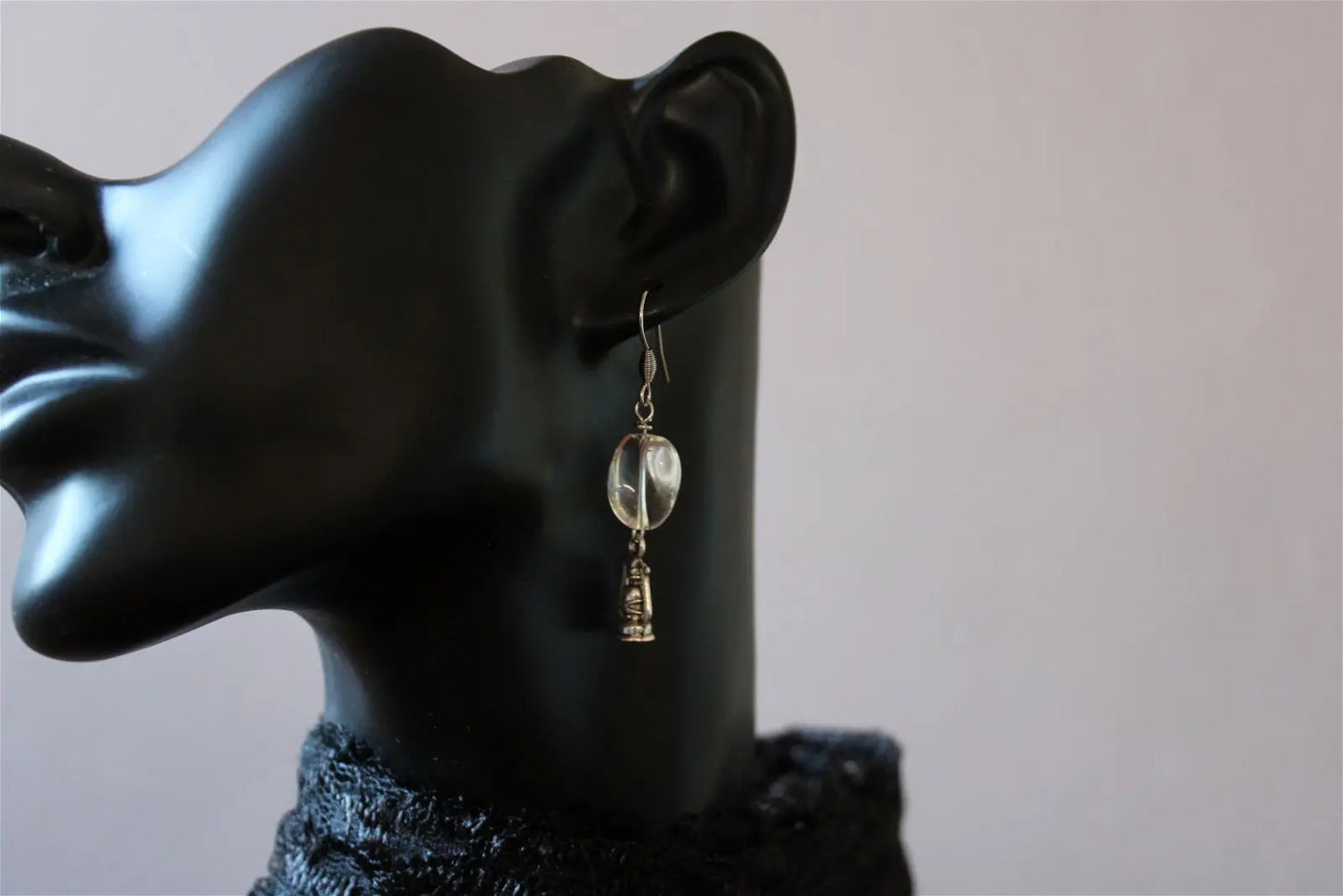 Boucles d'oreilles cristal de roche *Enfant de la Mine* - Aurore Lune 