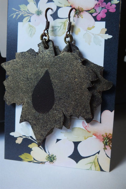 Boucles d'oreilles cuir marron - Aurore Lune 