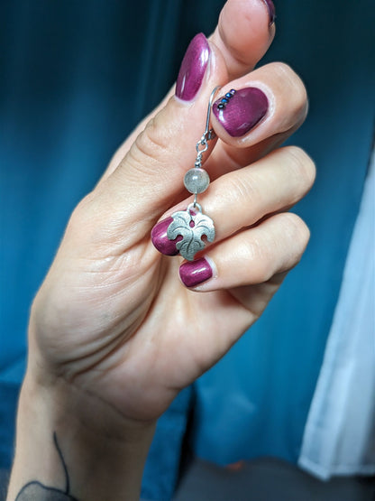 Boucles d'oreilles elfiques labradorite * Givre d'Ether * - Aurore Lune 