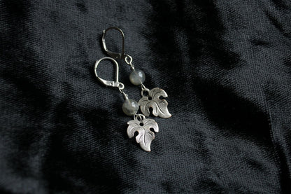 Boucles d'oreilles elfiques labradorite * Givre d'Ether * - Aurore Lune 
