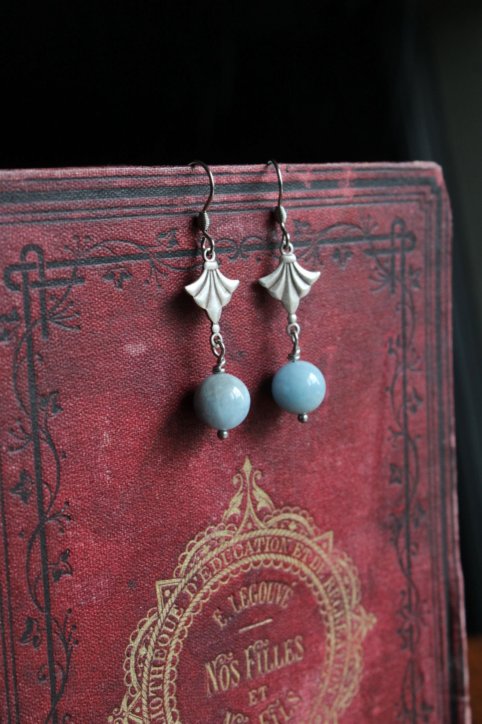 Boucles d'oreilles en aigue marine - Aurore Lune 