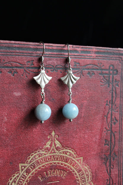 Boucles d'oreilles en aigue marine - Aurore Lune 