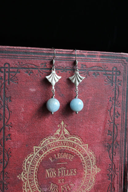 Boucles d'oreilles en aigue marine - Aurore Lune 