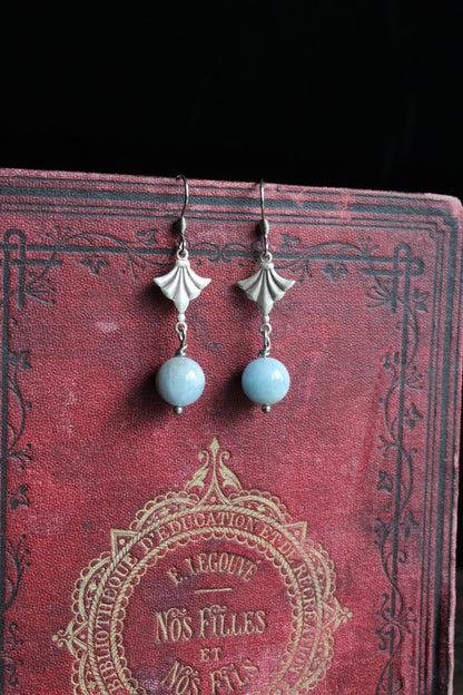 Boucles d'oreilles en aigue marine - Aurore Lune 