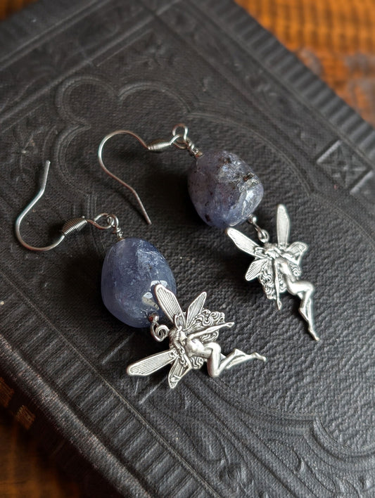 Boucles d'oreilles en cordiérite iolite - Aurore Lune 