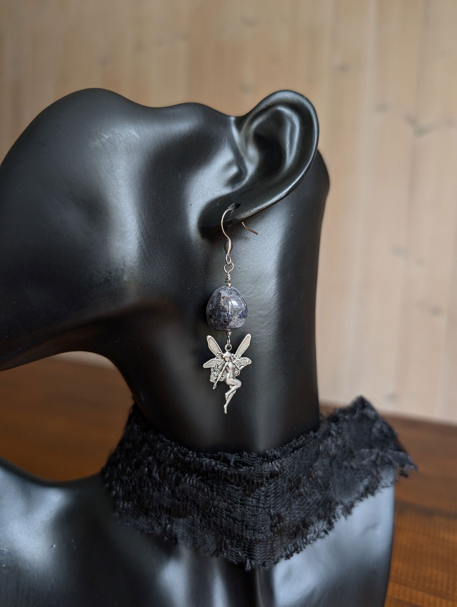 Boucles d'oreilles en cordiérite iolite - Aurore Lune 
