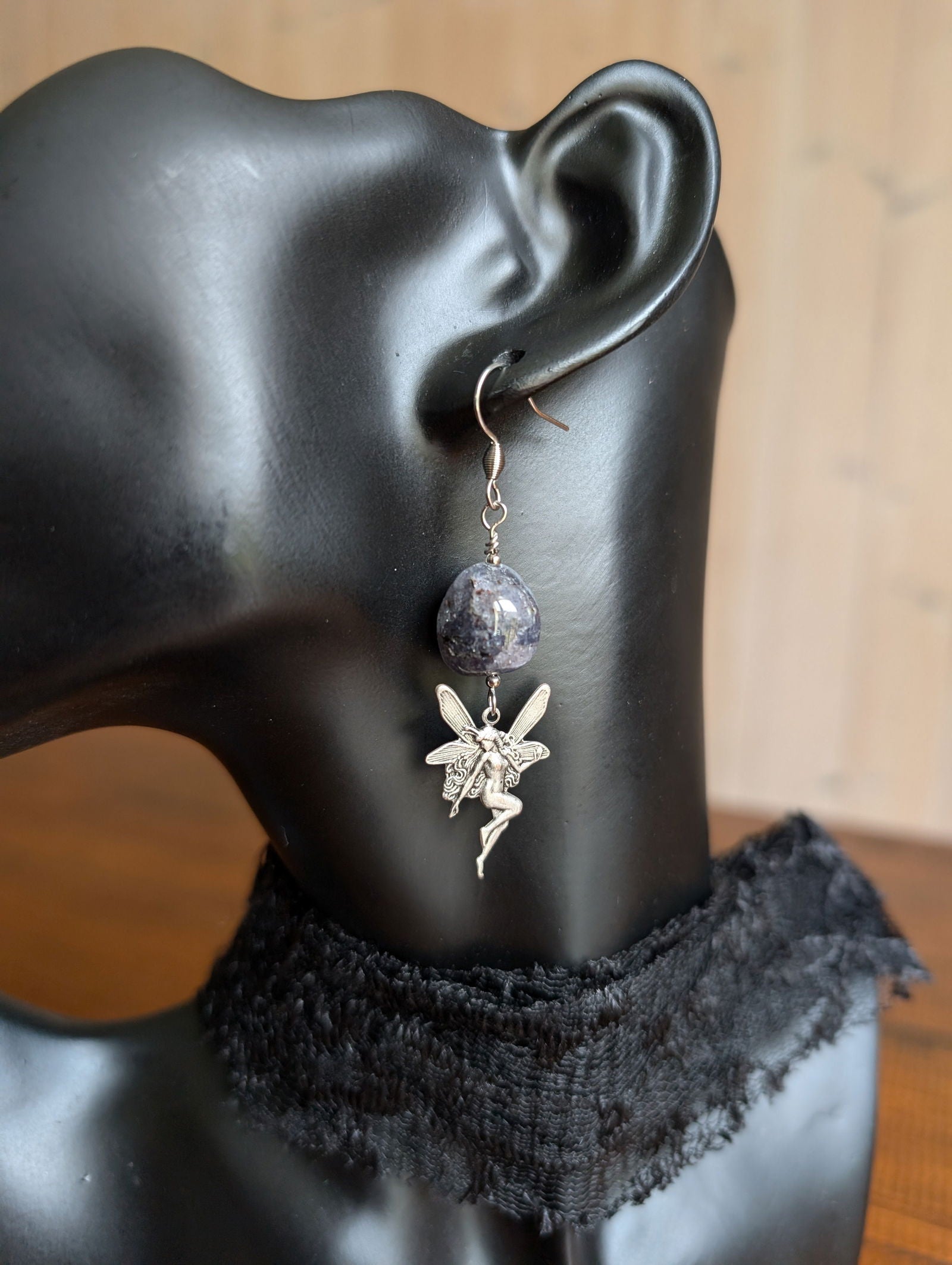 Boucles d'oreilles en cordiérite iolite - Aurore Lune 