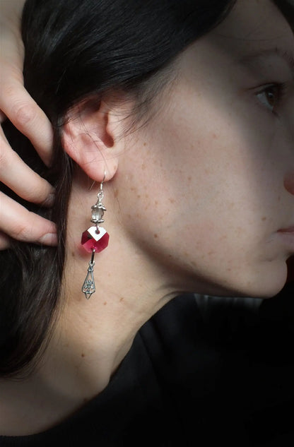 Boucles d'oreilles fantaisie couleur rouge rose - Aurore Lune 