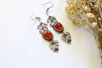 Boucles d'oreilles fantaisie fausses pierres oranges - Aurore Lune 