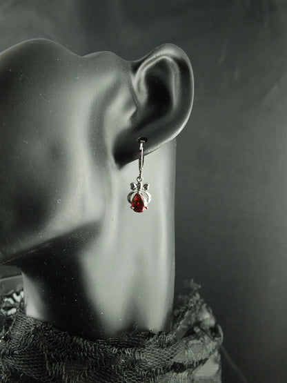 Boucles d'oreilles fantaisie zirconia rouge - Aurore Lune 