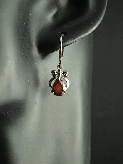 Boucles d'oreilles fantaisie zirconia rouge - Aurore Lune 