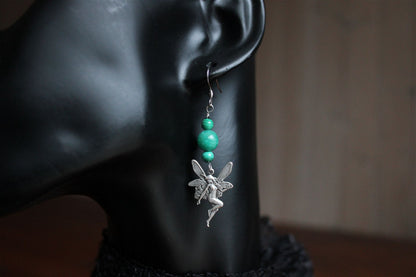 Boucles d'oreilles fées amazonites et malachites - Aurore Lune 