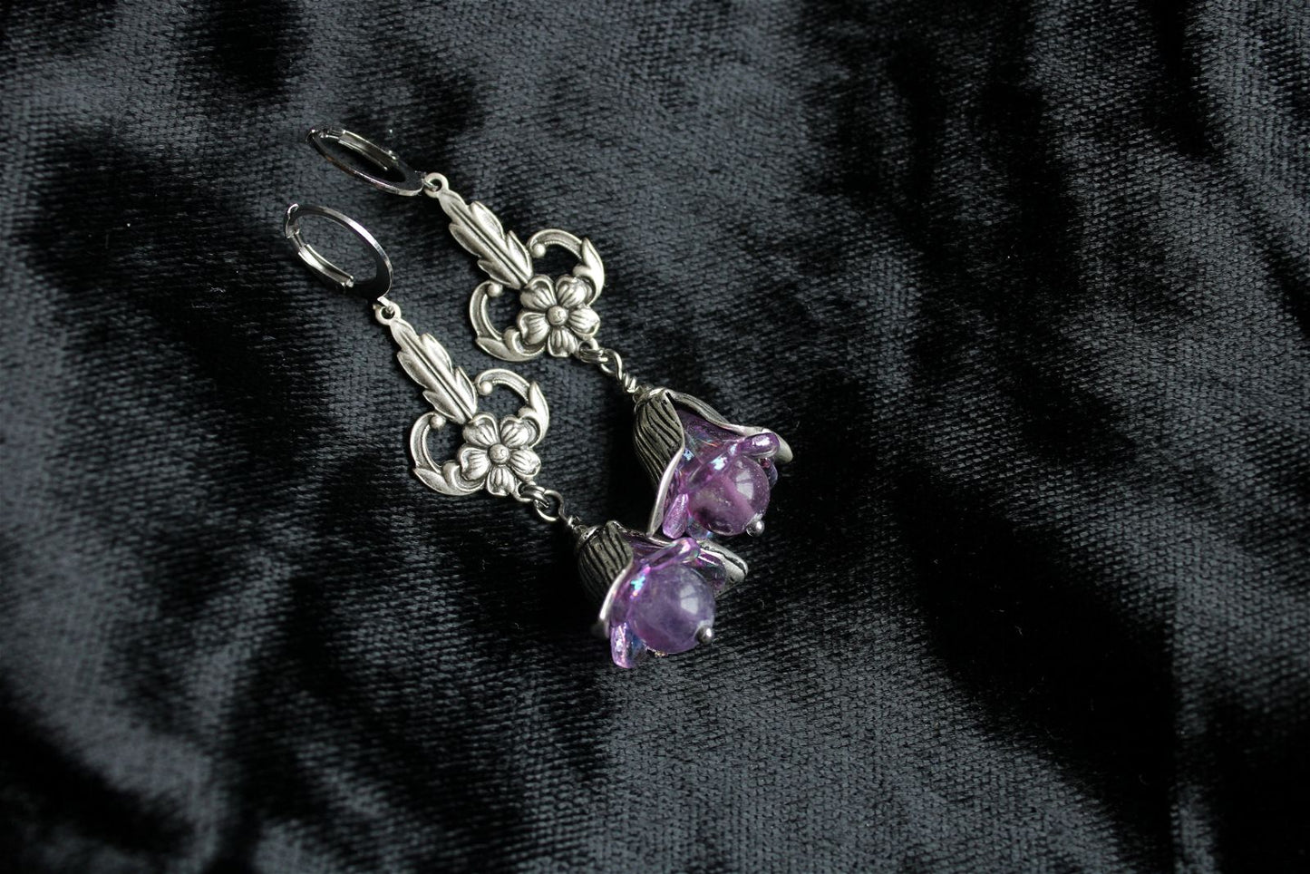 Boucles d'oreilles fluorites et fleurs - Aurore Lune 