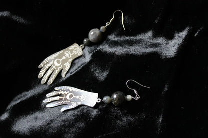 Boucles d'oreilles labradorite mains voyante - Aurore Lune 