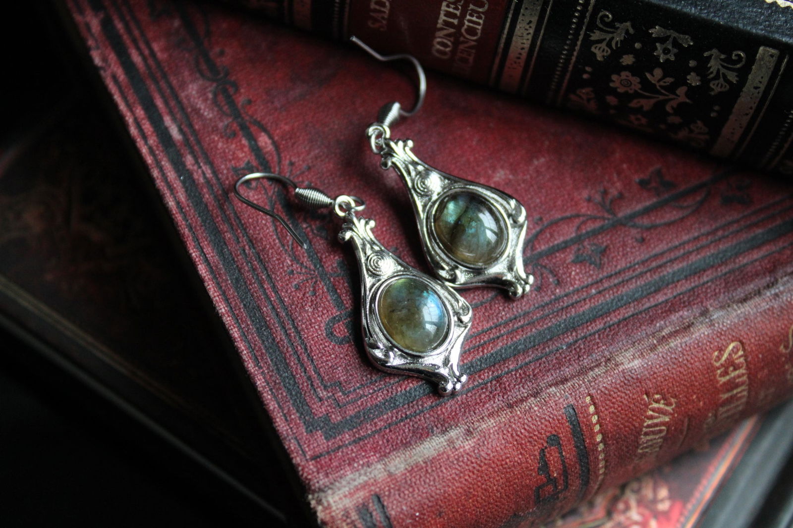 Boucles d'oreilles labradorites - Aurore Lune 