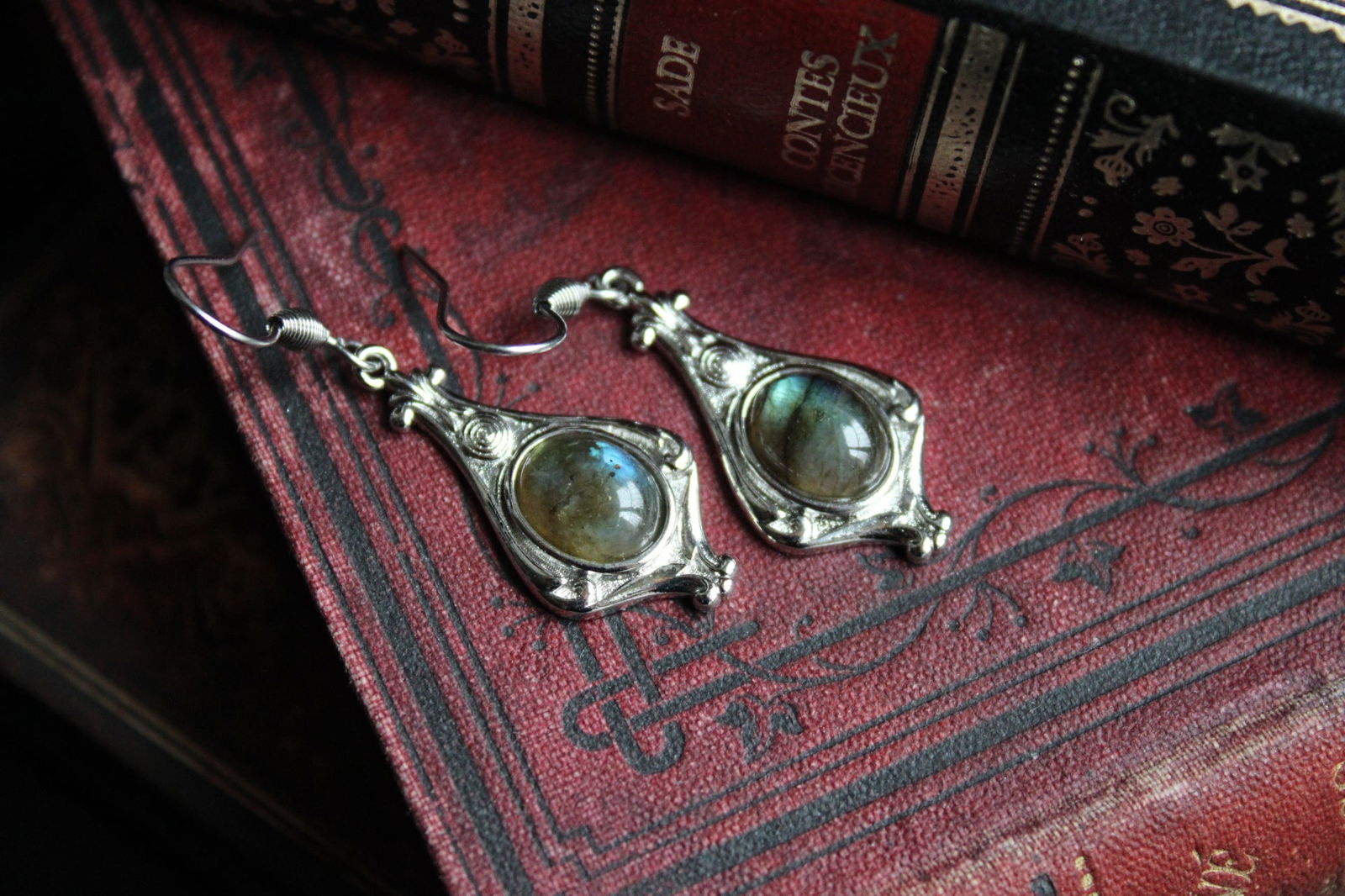 Boucles d'oreilles labradorites - Aurore Lune 