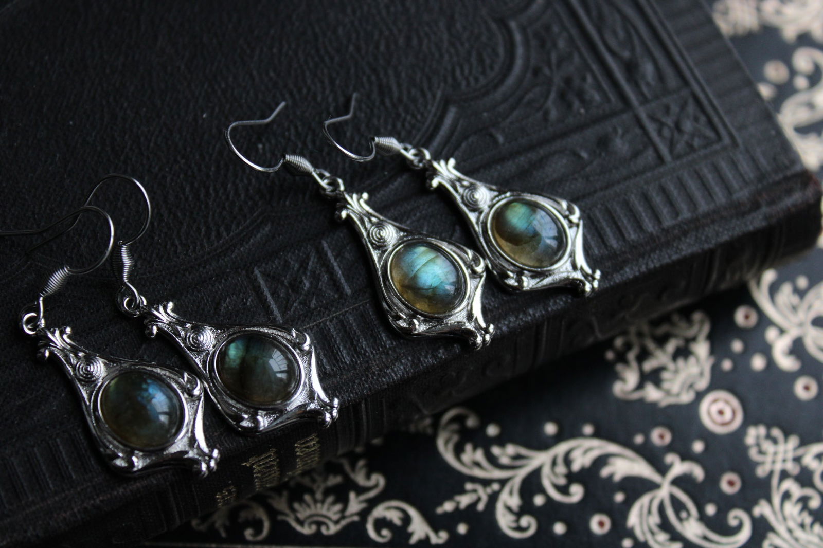 Boucles d'oreilles labradorites - Aurore Lune 