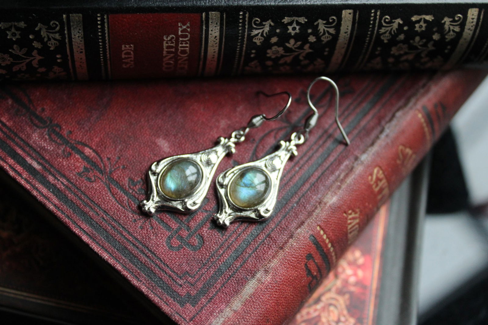 Boucles d'oreilles labradorites - Aurore Lune 