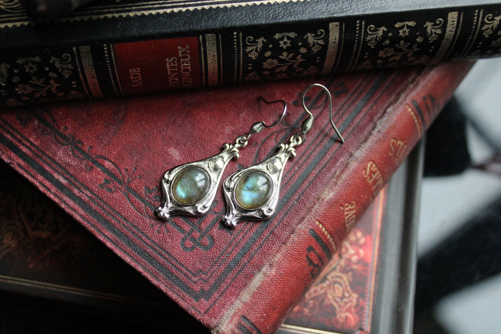 Boucles d'oreilles labradorites - Aurore Lune 