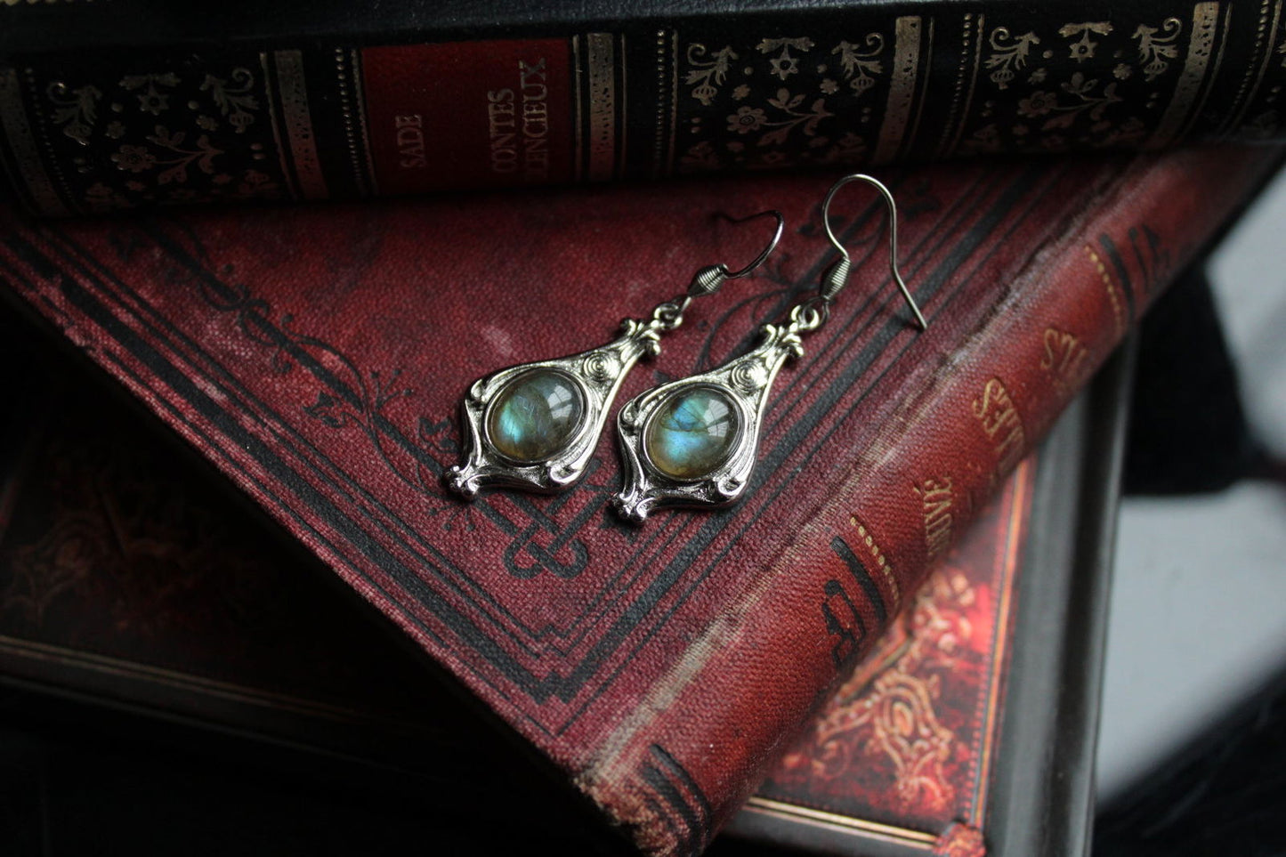 Boucles d'oreilles labradorites - Aurore Lune 