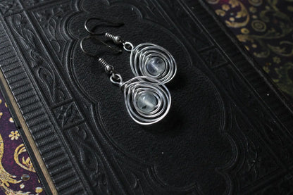 Boucles d'oreilles labradorites blanches - Aurore Lune 