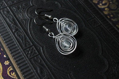 Boucles d'oreilles labradorites blanches - Aurore Lune 