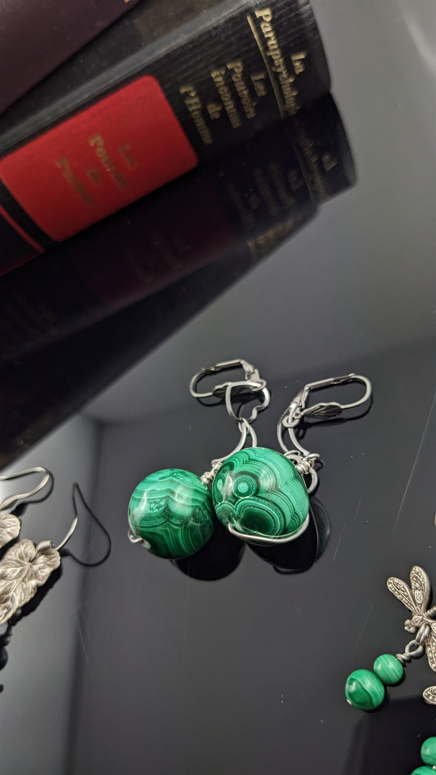 Boucles d'oreilles malachites - Aurore Lune 