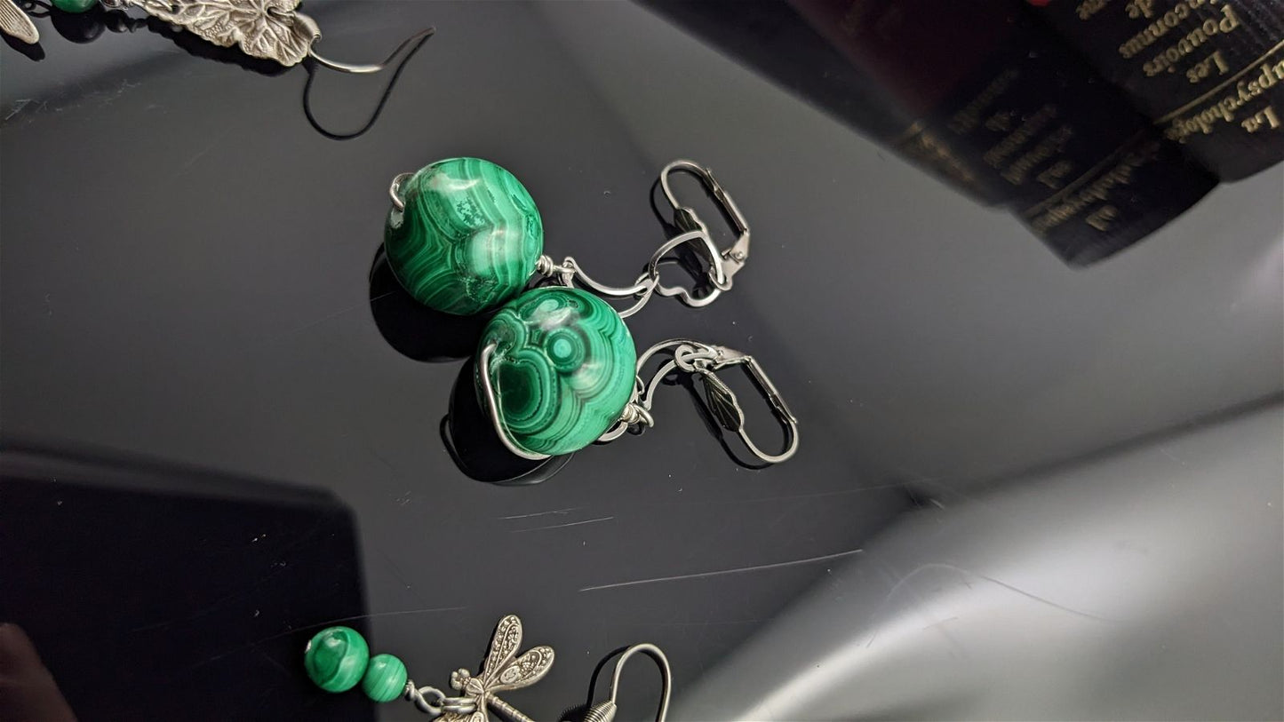 Boucles d'oreilles malachites - Aurore Lune 