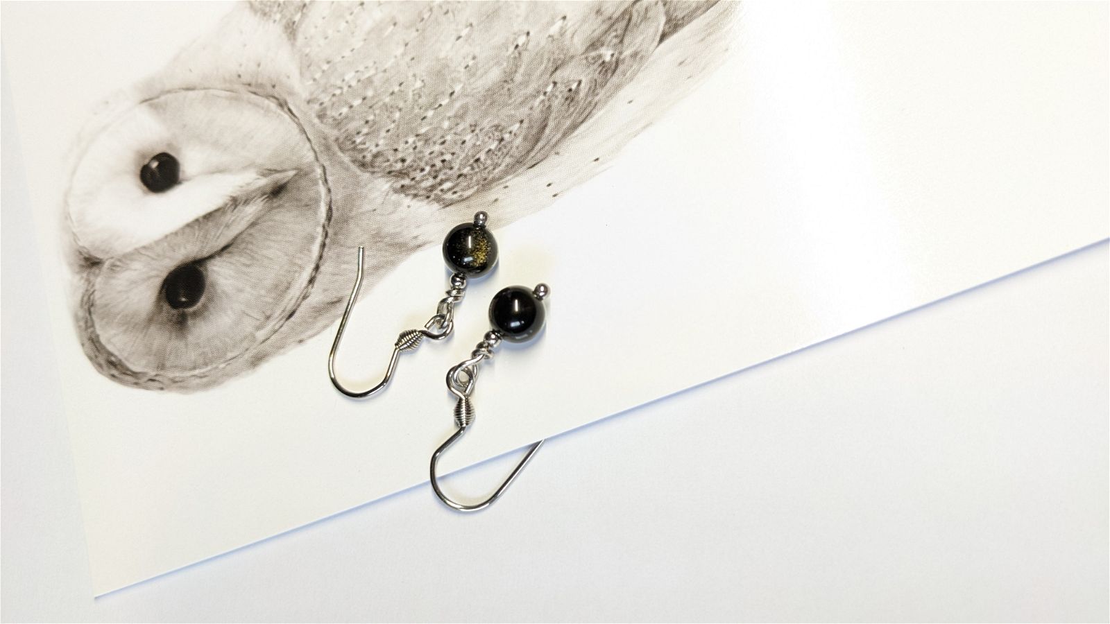 Boucles d'oreilles obsidiennes dorées - Aurore Lune 