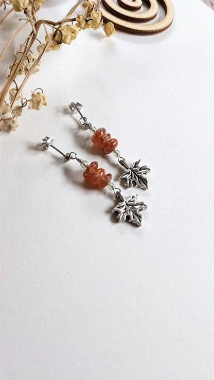 Boucles d'oreilles pierre de soleil - Aurore Lune 