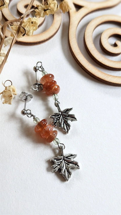 Boucles d'oreilles pierre de soleil - Aurore Lune 