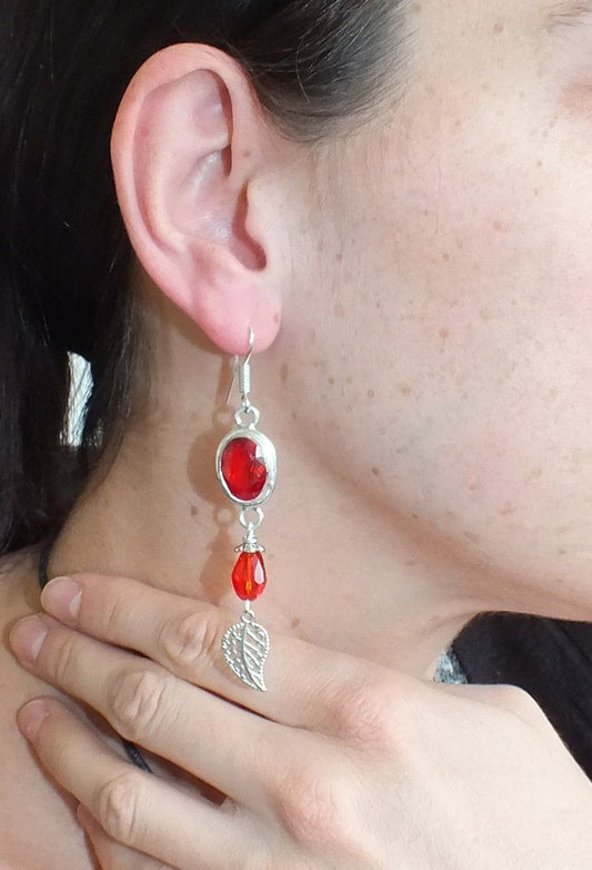 Boucles d'oreilles pierres rouges - Aurore Lune 