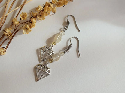 Boucles d'oreilles quartz à rutilé - Aurore Lune 