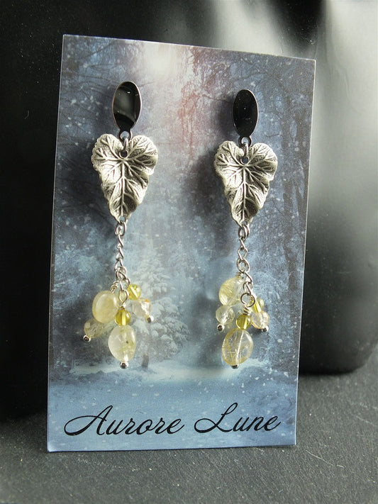 Boucles d'oreilles quartz rutile - Aurore Lune 