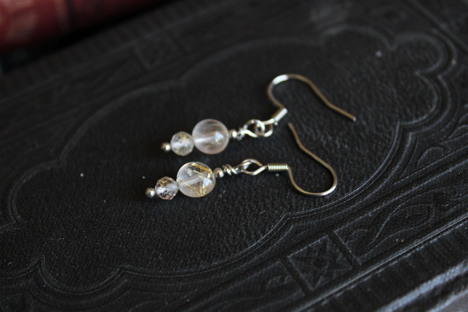 Boucles d'oreilles quartz rutile - Aurore Lune 