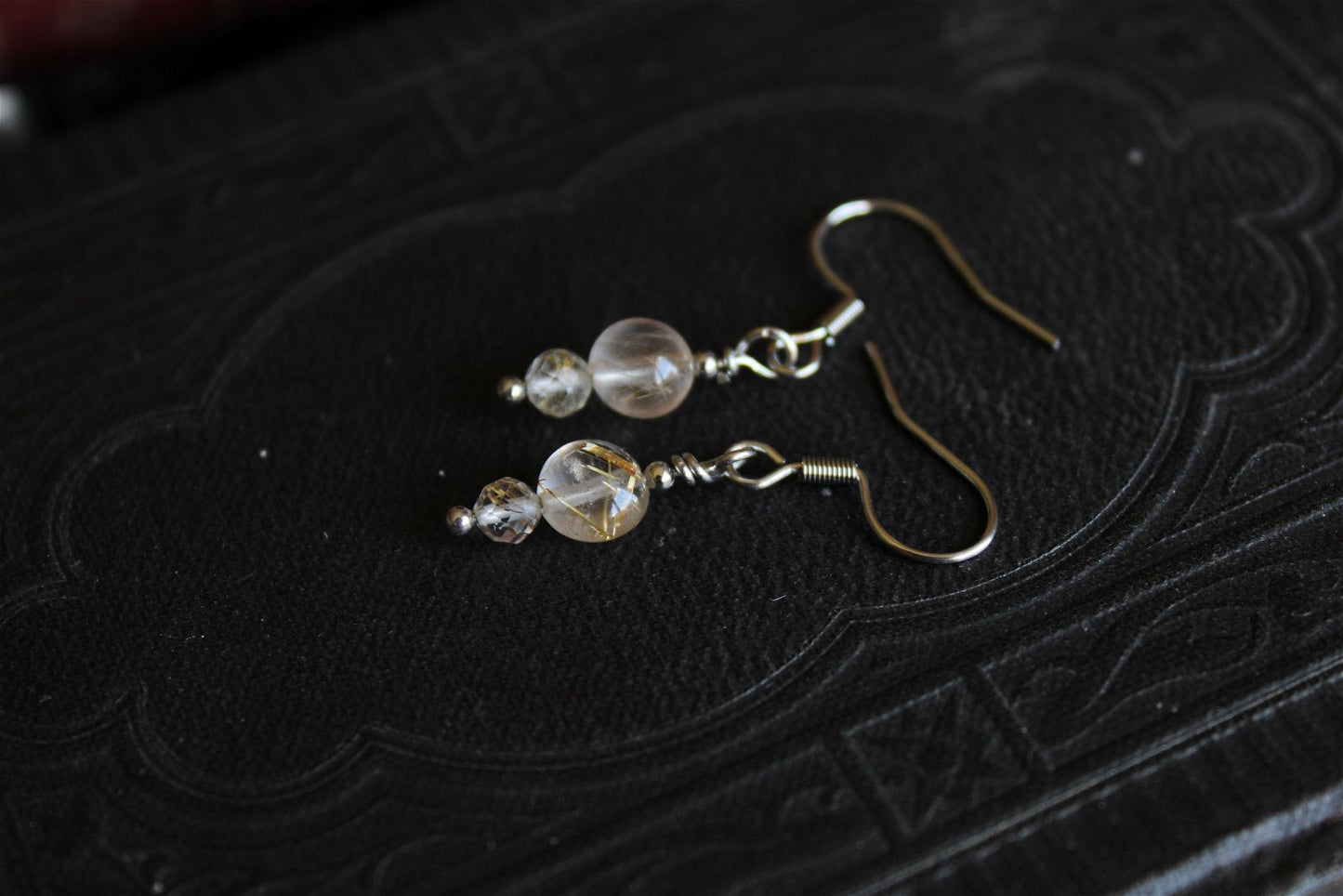 Boucles d'oreilles quartz rutile - Aurore Lune 