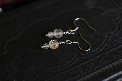 Boucles d'oreilles quartz rutile - Aurore Lune 
