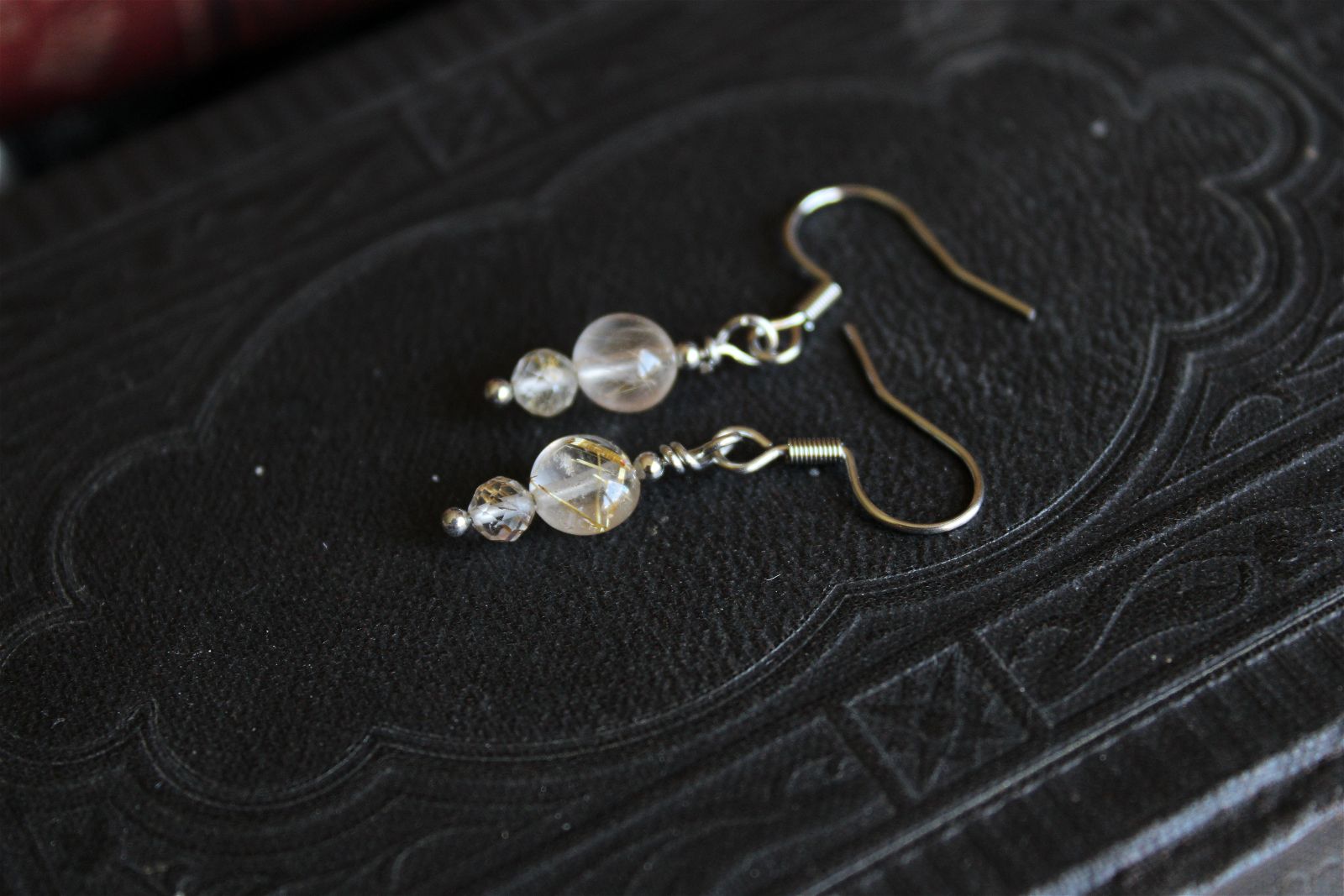 Boucles d'oreilles quartz rutile - Aurore Lune 