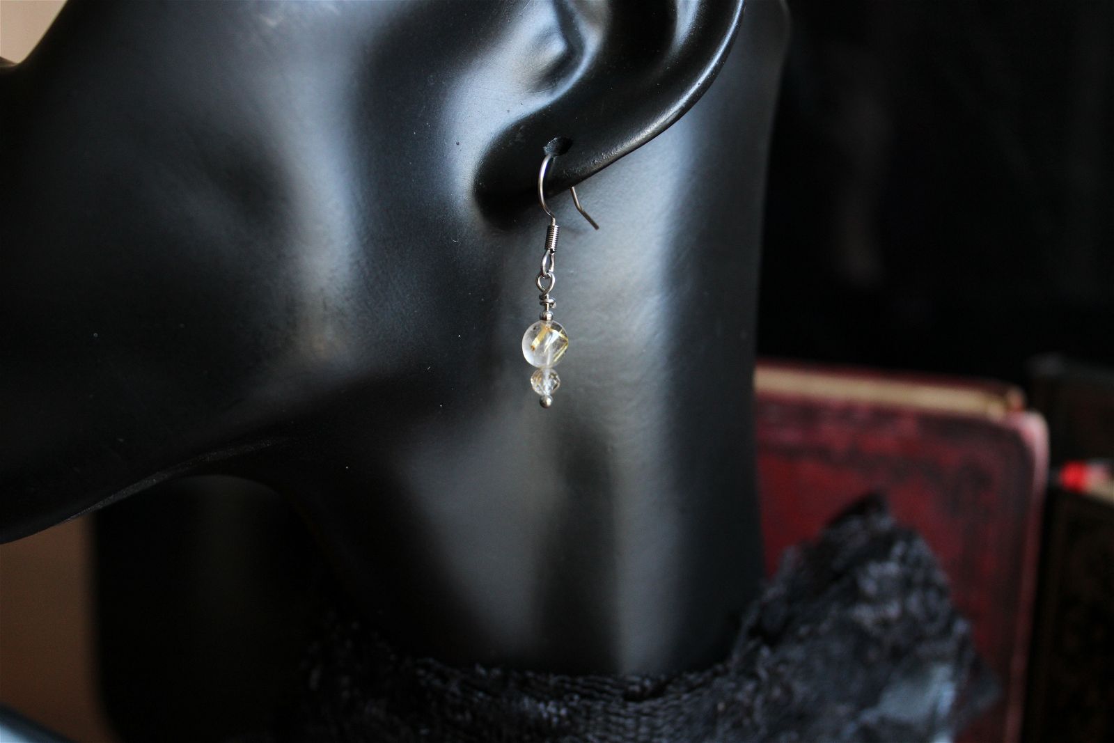 Boucles d'oreilles quartz rutile - Aurore Lune 