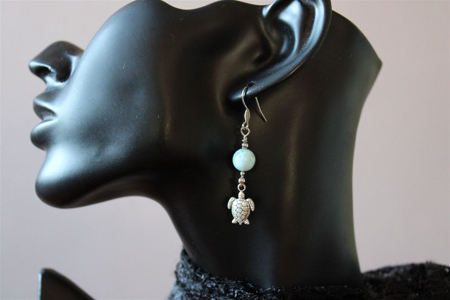 Boucles d'oreilles tortues avec larimars - Aurore Lune 