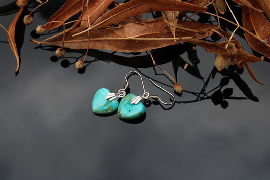 Boucles d'oreilles turquoise RECONSTITUEE - Aurore Lune 