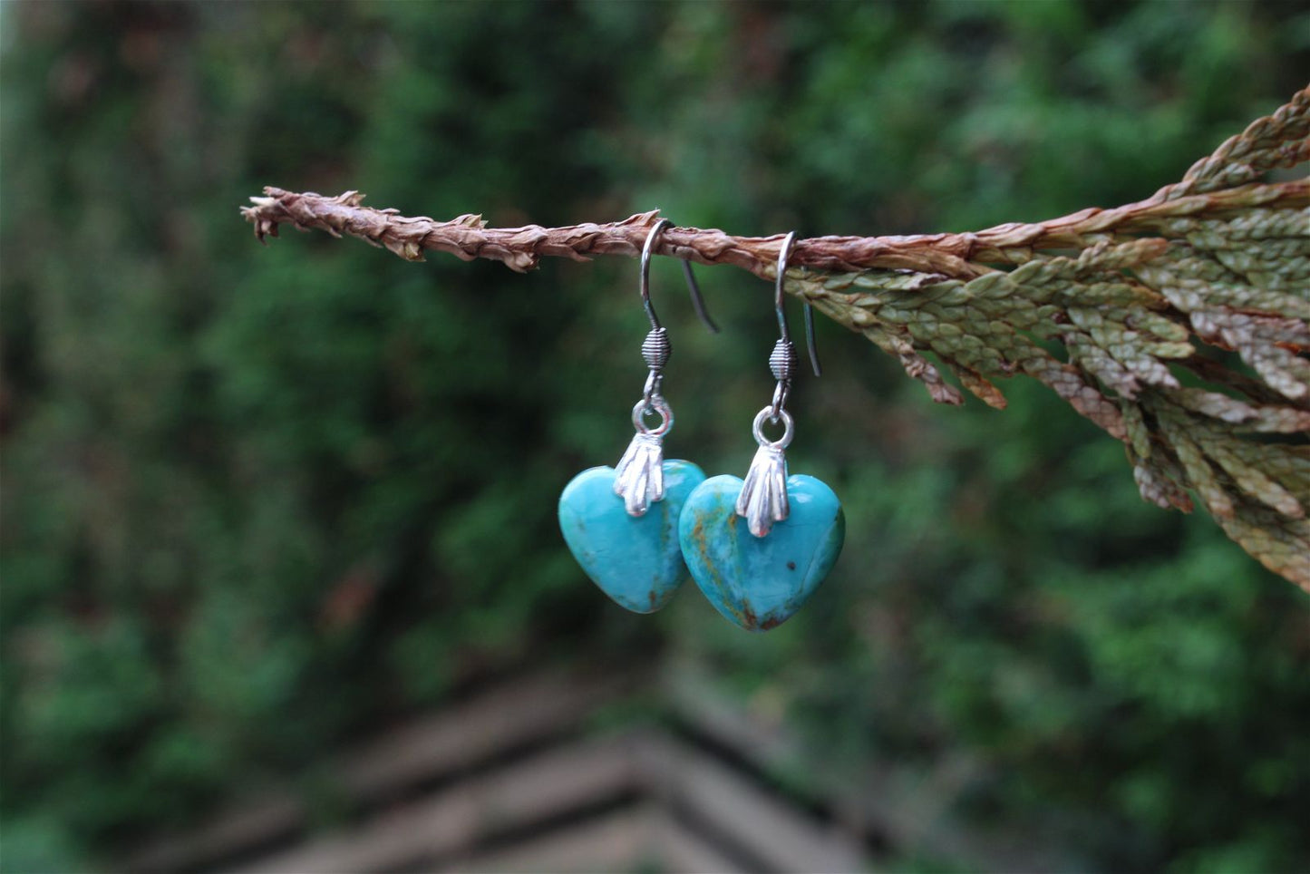 Boucles d'oreilles turquoise RECONSTITUEE - Aurore Lune 