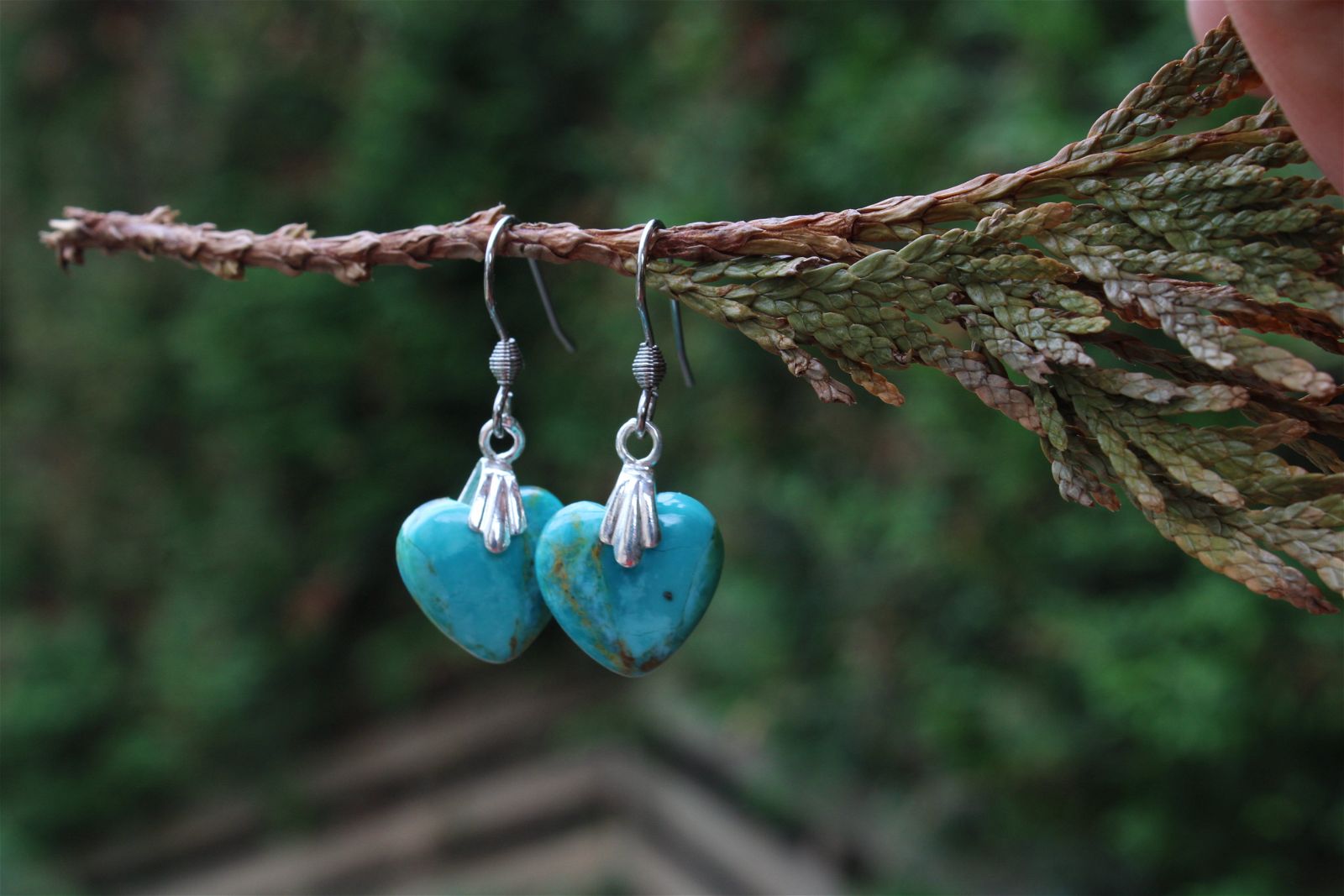 Boucles d'oreilles turquoise RECONSTITUEE - Aurore Lune 