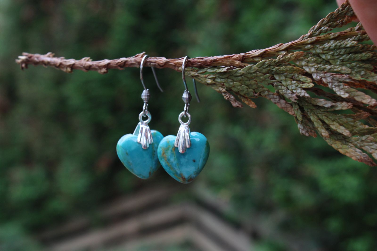 Boucles d'oreilles turquoise RECONSTITUEE - Aurore Lune 