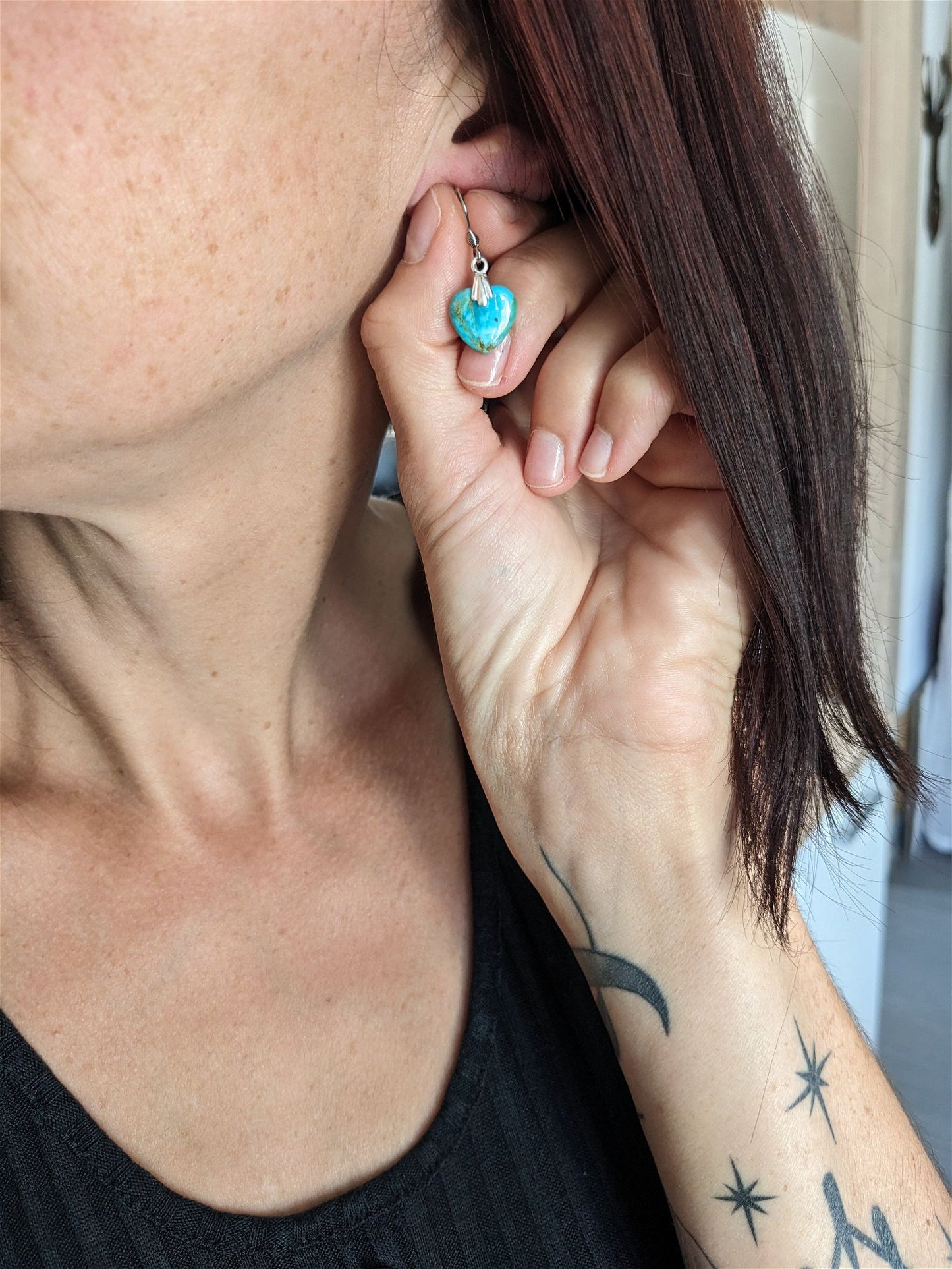 Boucles d'oreilles turquoise RECONSTITUEE - Aurore Lune 