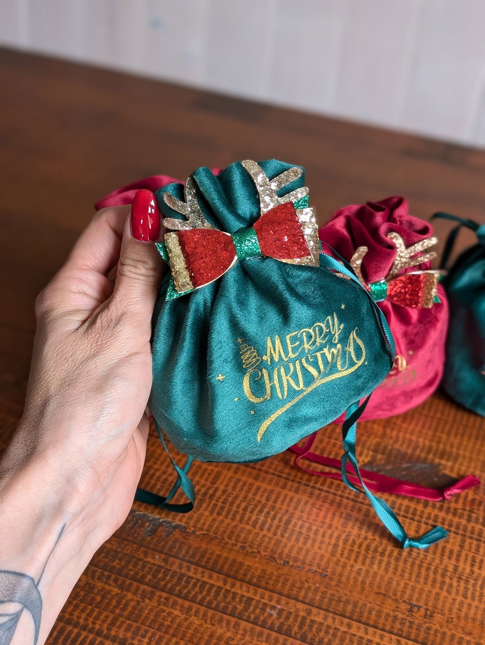 Bourse cadeau de Noël en velours AU CHOIX - Aurore Lune 