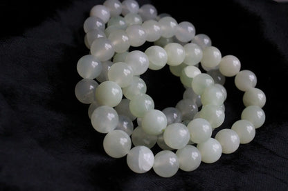 Bracelet de serpentine ou new jade perles 10mm 16 cm - Aurore Lune 